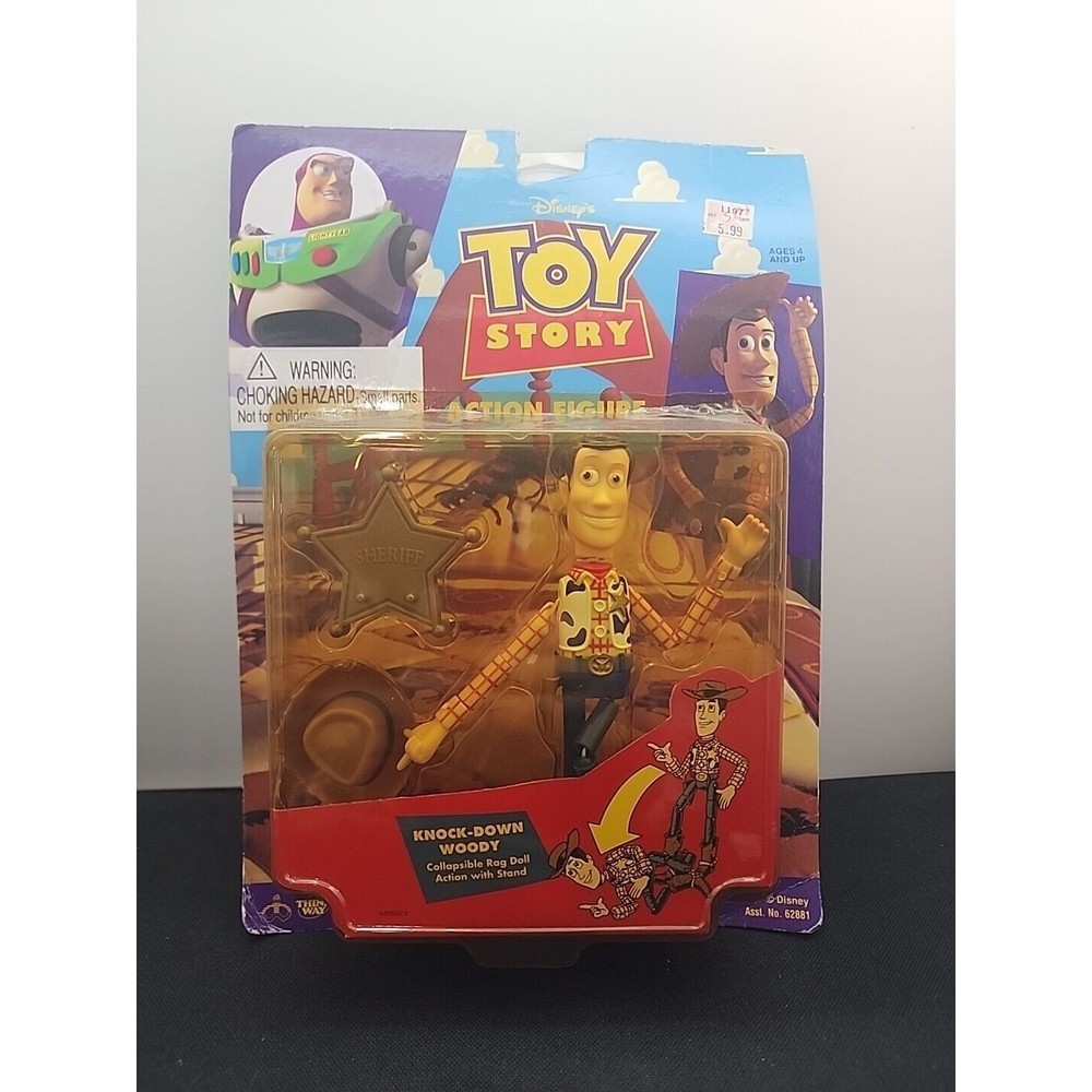 Toy Story Knock-Down Woody Action Figure ThinkWay Disney Pixar 1995 NEW Vintage - Picture 1 of 5